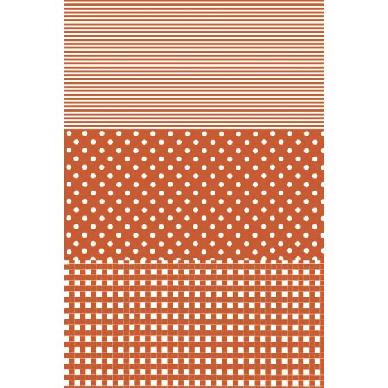 Decopatch Paper C 596 - Orange and White Polka Dot / Check / Stripe Design - 3 sheets