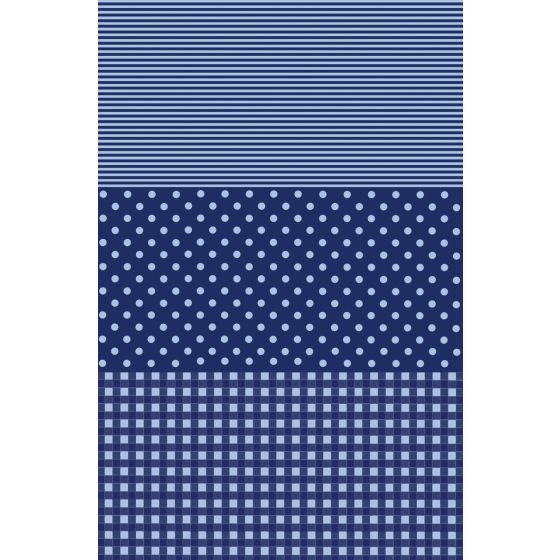 Decopatch Paper C 599 - Blue & Turquoise Polka Dot / Stripe / Check - 3 sheets
