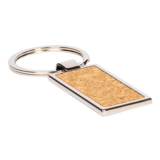 Rectangular Cork Fronted Keyring