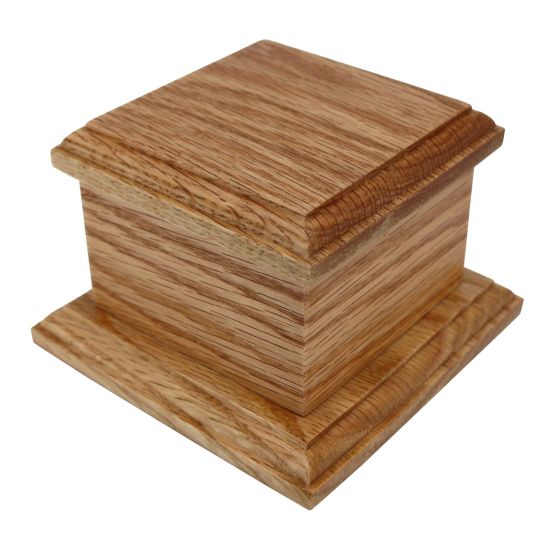 12cm Square Solid Oak Wood Urn / Casket