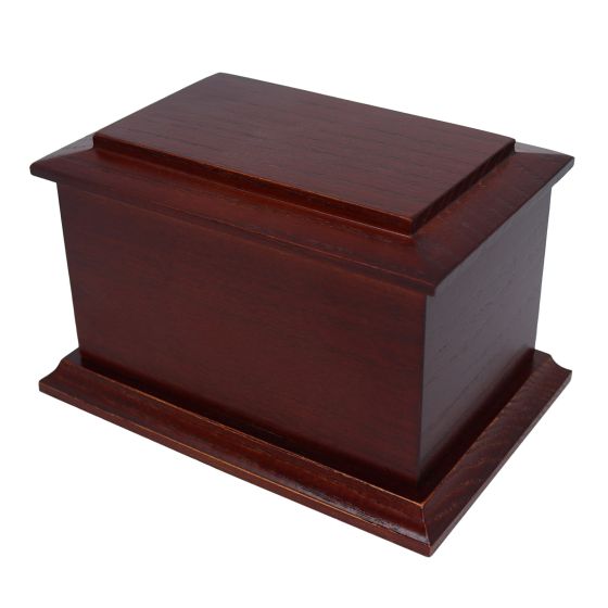 13cm Mahogany Stained Solid Ash Wooden Urn / Casket - XS