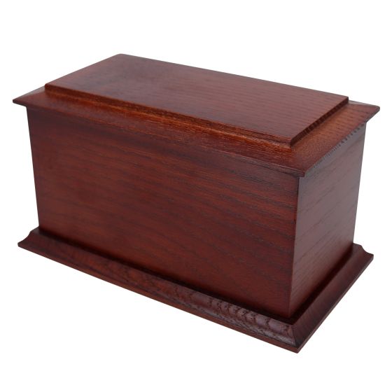 18cm Mahogany Stained Solid Ash Wooden Urn / Casket - Medium