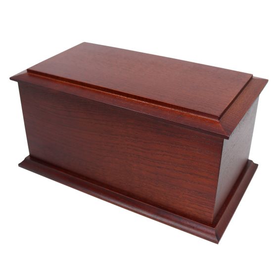 23cm Mahogany Stained Solid Ash Wooden Urn / Casket - XXL