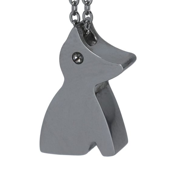 Dog Shaped Silver-Coloured Stainless Steel Cremation Ashes Memorial Jewellery Necklace Urn