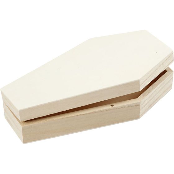 Plain Wooden Coffin with Magnetic Lock - Pine with Ply Lid & Base