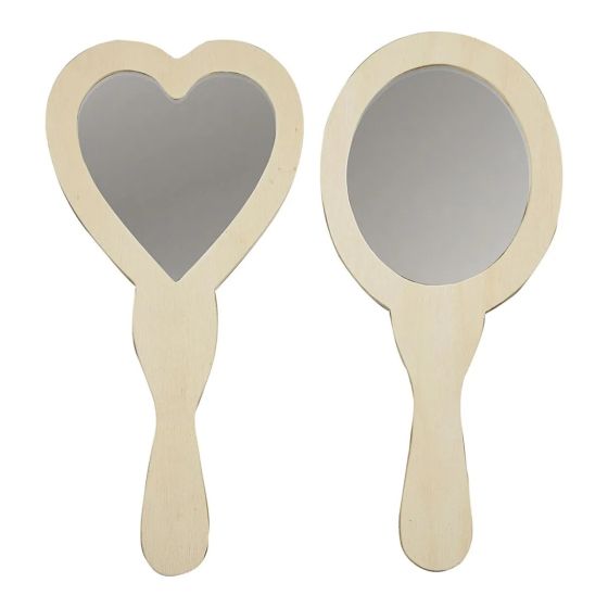 Pair of Wooden Hand Mirrors
