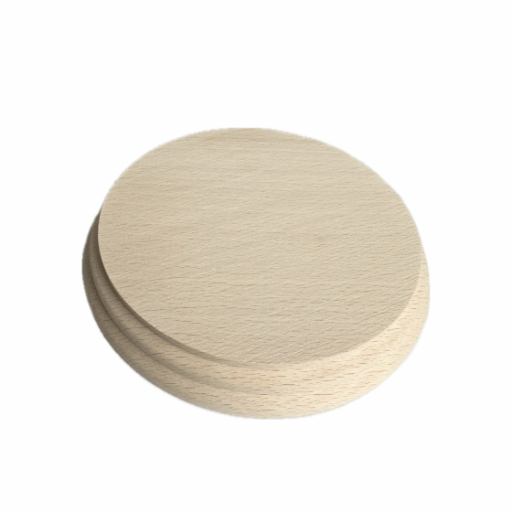 12cm Solid Beech Wooden Round Display Stand / Plinth / Plaque with Edge Detail