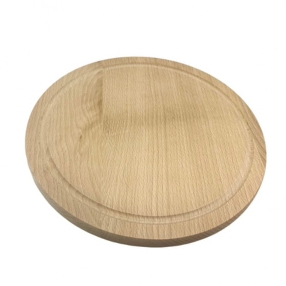 20cm Small Solid Beech Wood Round Chopping Board or Plinth with Groove