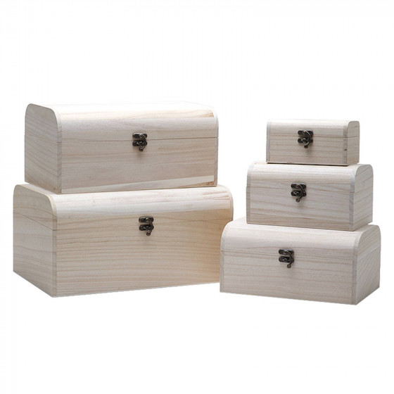 LIMITED EDITION!  Plain Wooden Pirate Treasure Chests with SOLID Wooden Lids