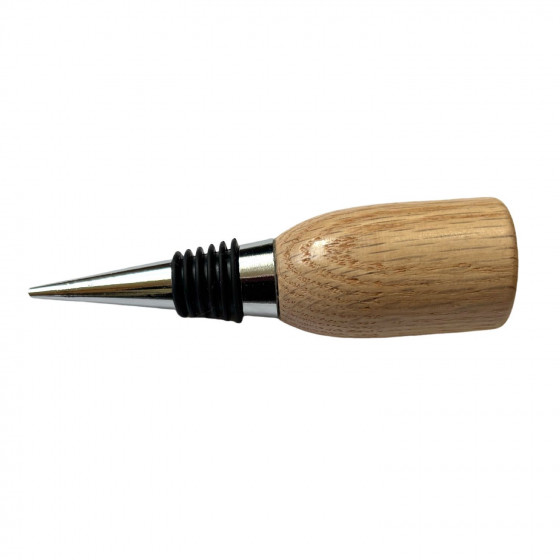 Varnished Solid Oak Wood BOTTLE / BARREL Shaped Wine Bottle Stopper