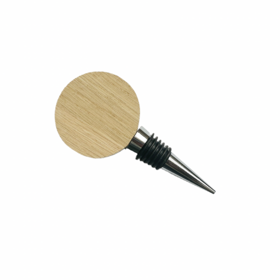 PLAIN CIRCLE Shaped 5.5cm Round Wine Bottle Stopper in Lightly Varnished Solid Oak Wood