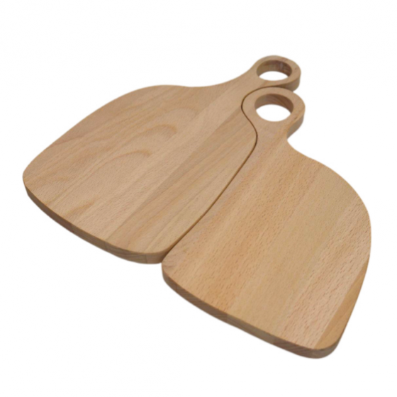 Solid Beech Wood Interlocking Pair of Couples Chopping / Cutting / Serving Boards with Handle Holes
