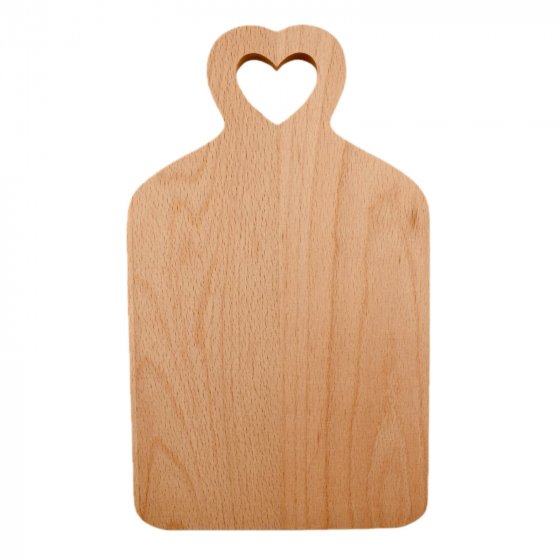 27cm Solid OILED Beech Wood Board with Heart Shaped Handle Hole - Chopping / Cheese / Cutting / Serving Platter