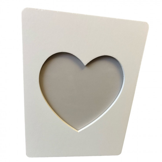 White Painted Wooden Heart Shaped Photo Frame - 21.5cm Tall