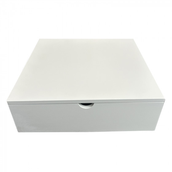 LIMITED EDITION 30cm Square White Painted Wooden Box with Lid and Finger Space Detail