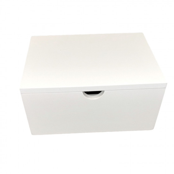 LIMITED EDITION 20cm Rectangular White Painted Wooden Box with Lid and Finger Space Detail