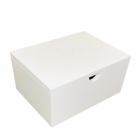 LIMITED EDITION 26cm Rectangular White Painted Wooden Box with Lid and Finger Space Detail