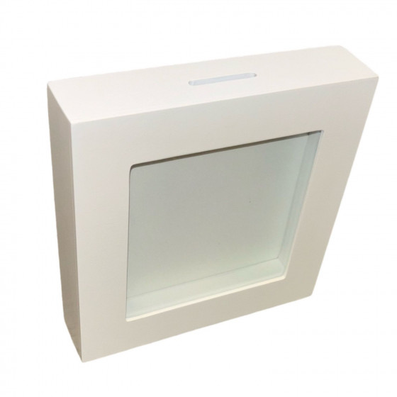 White Painted Money Savings Coin Box with Glass Front Display