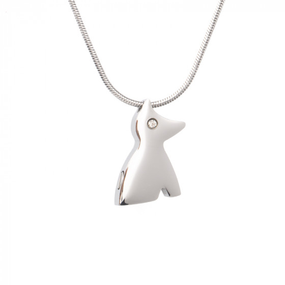 Dog Shaped Silver-coloured Stainless Steel Cremation Ashes Memorial Jewellery Necklace Urn